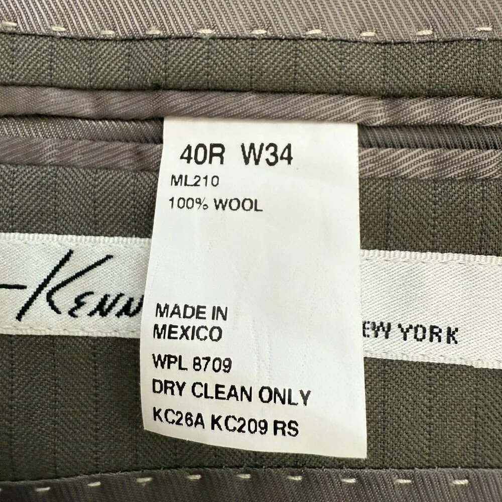 Kenneth Cole New York Striped Wool Sport Coat Dinner Jacket Blazer Men's 40R Tan